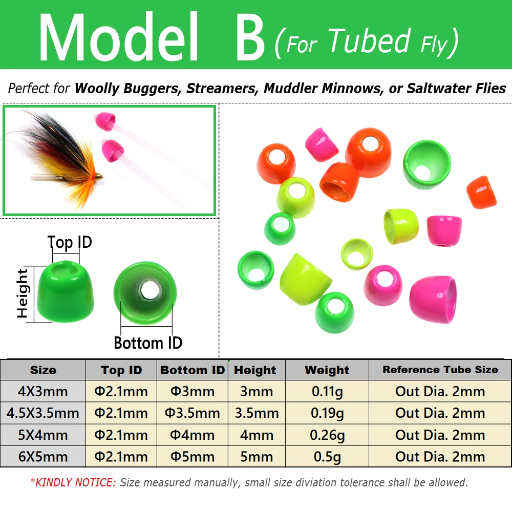 10 uds/40 Uds. De cuentas de cono de latón para atado de moscas con brillo UV, cabeza cónica para pesca de trucha Slamon, serpentinas de insectos lanosos, Material de tubo para moscas - imagen 3