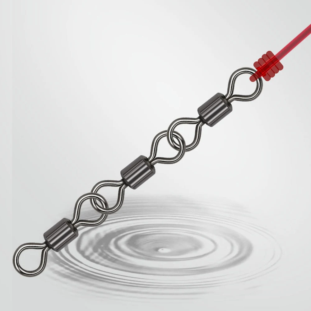 DNDYUJU 20 piezas rodamiento seguro pesca giratorios de acero inoxidable Triple portátil conectar accesorios de aparejos de pesca - imagen 4
