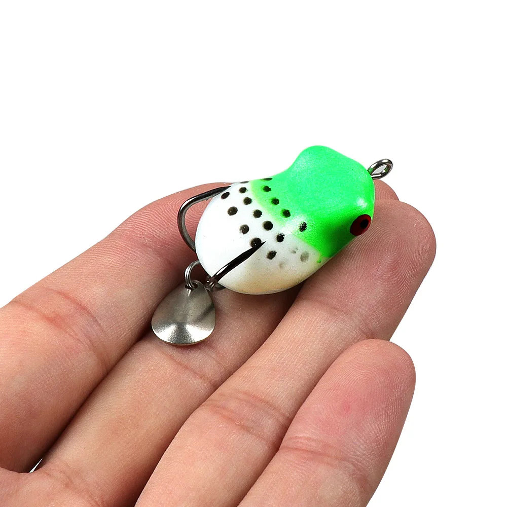 Señuelo de rana de pesca, Mini señuelo suave de 3cm/4,2g, anzuelos dobles, cebo Artificial de rana de Rayo de agua superior - imagen 5
