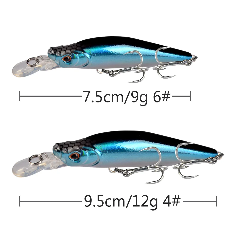 Señuelo de Pesca de piezas, cebo Artificial de Pesca de carpa de 75-95mm, 9-12g, Minnow Crankbait Wobblers 3D Eyes Perch - imagen 5