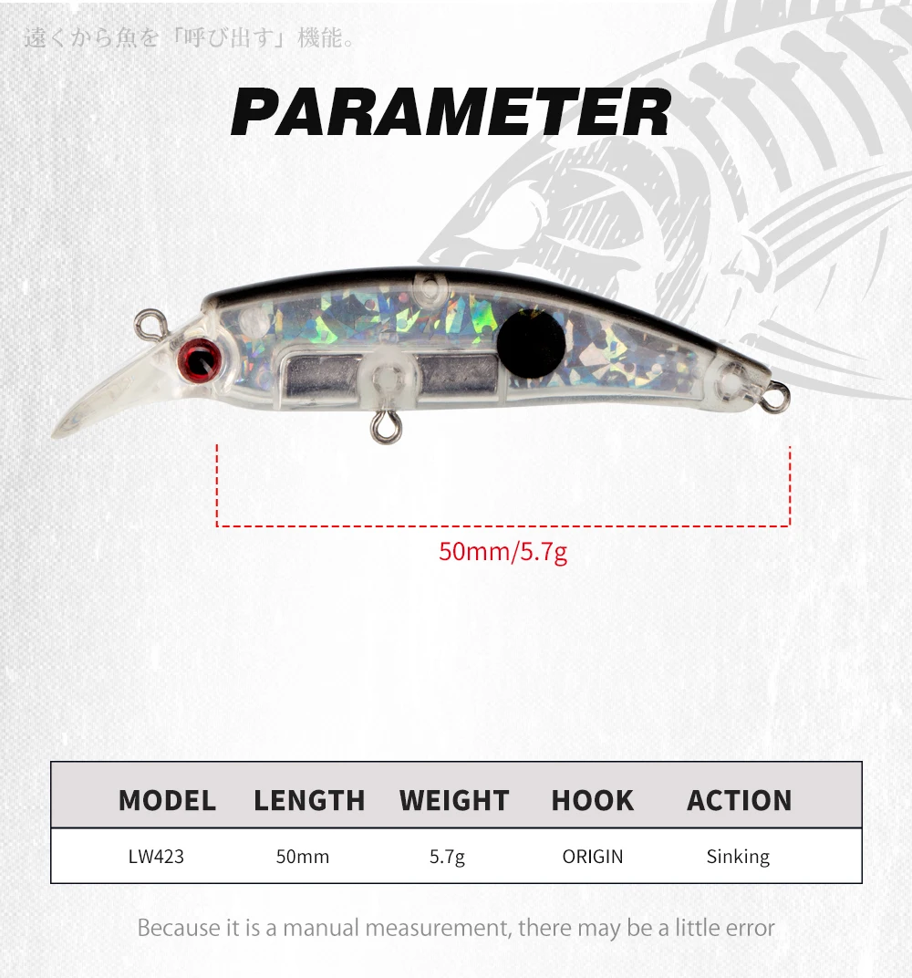 Hunthouse-señuelo de pesca de pececillo que se hunde, 50mm, 5,7g, Mini Señuelos de Pesca, cebos duros artificiales pequeños para aparejos de trucha y lubina - imagen 2