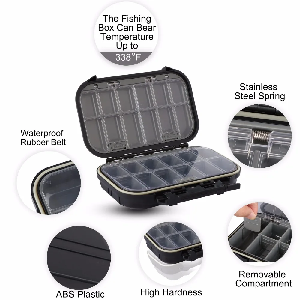 Goture-cajas de aparejos de pesca para accesorios de pesca, 24 compartimentos, doble capa, ABS resistente al agua, caja de pesca con señuelo fuerte - imagen 2