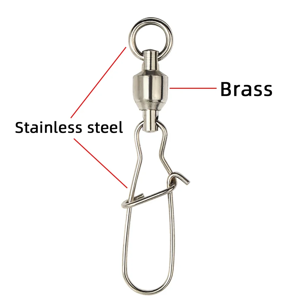 DNDYUJU 10 Uds conector de pesca de acero inoxidable rodamiento de bolas giratorios de pesca Snap para accesorios de aparejos de señuelo de pesca - imagen 3