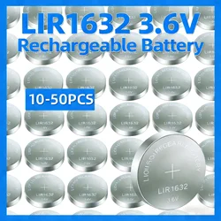 Batería recargable LIR1632 3.6V – Pila de litio compatible CR1632