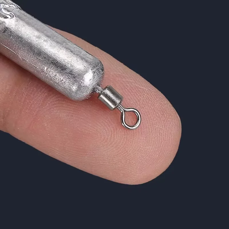 Anillo de acero inoxidable con colgante de plomo para pesca inversa, grupo de pesca gratis, colgante de plomo cilíndrico en forma de gota para señuelo, 5 uds. - imagen 3