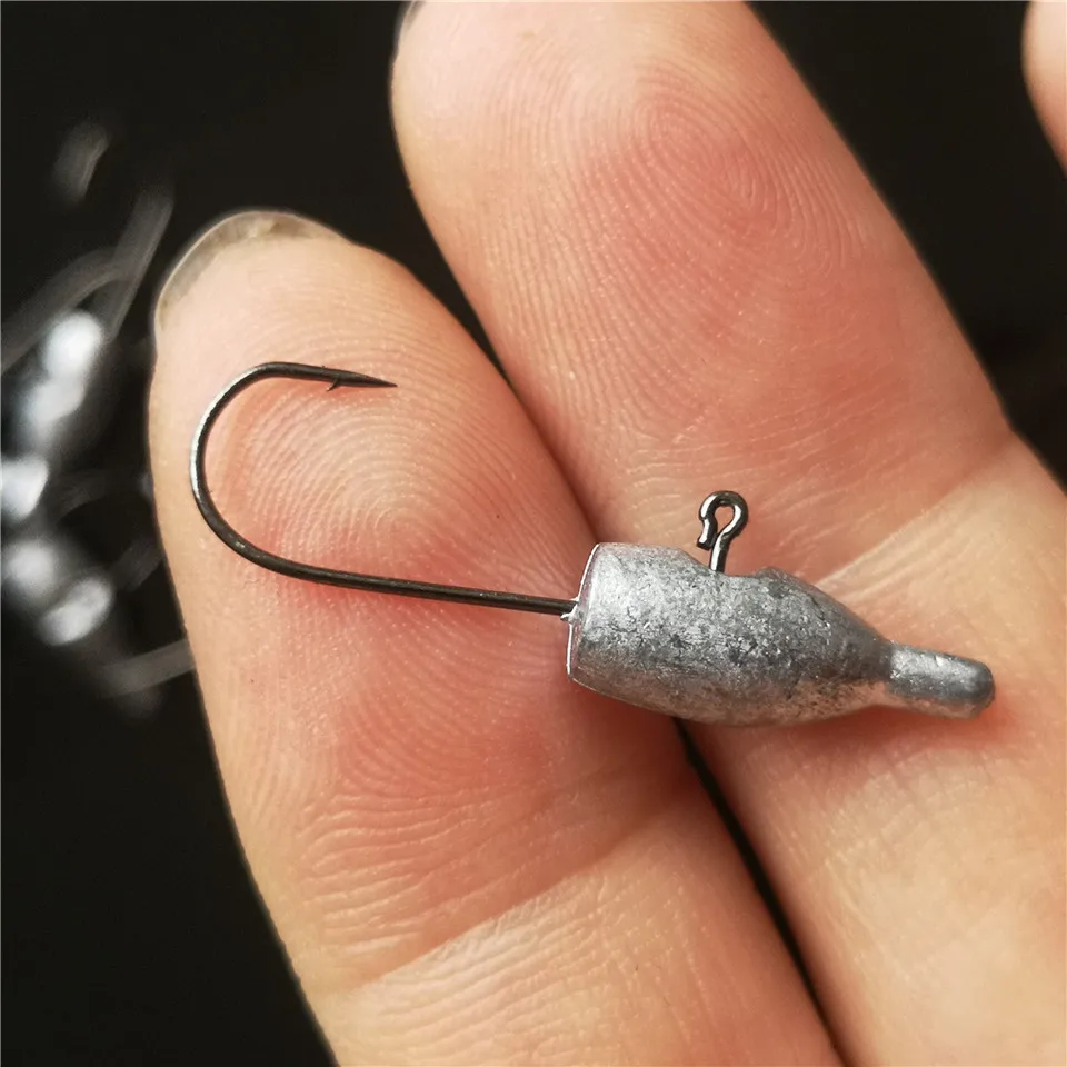 MUKUN Jig Head anzuelo de gusano 10 Uds AJING anzuelo de pesca anzuelo de púas trucha señuelo suave cebo de pez roca anzuelo de pesca - imagen 2