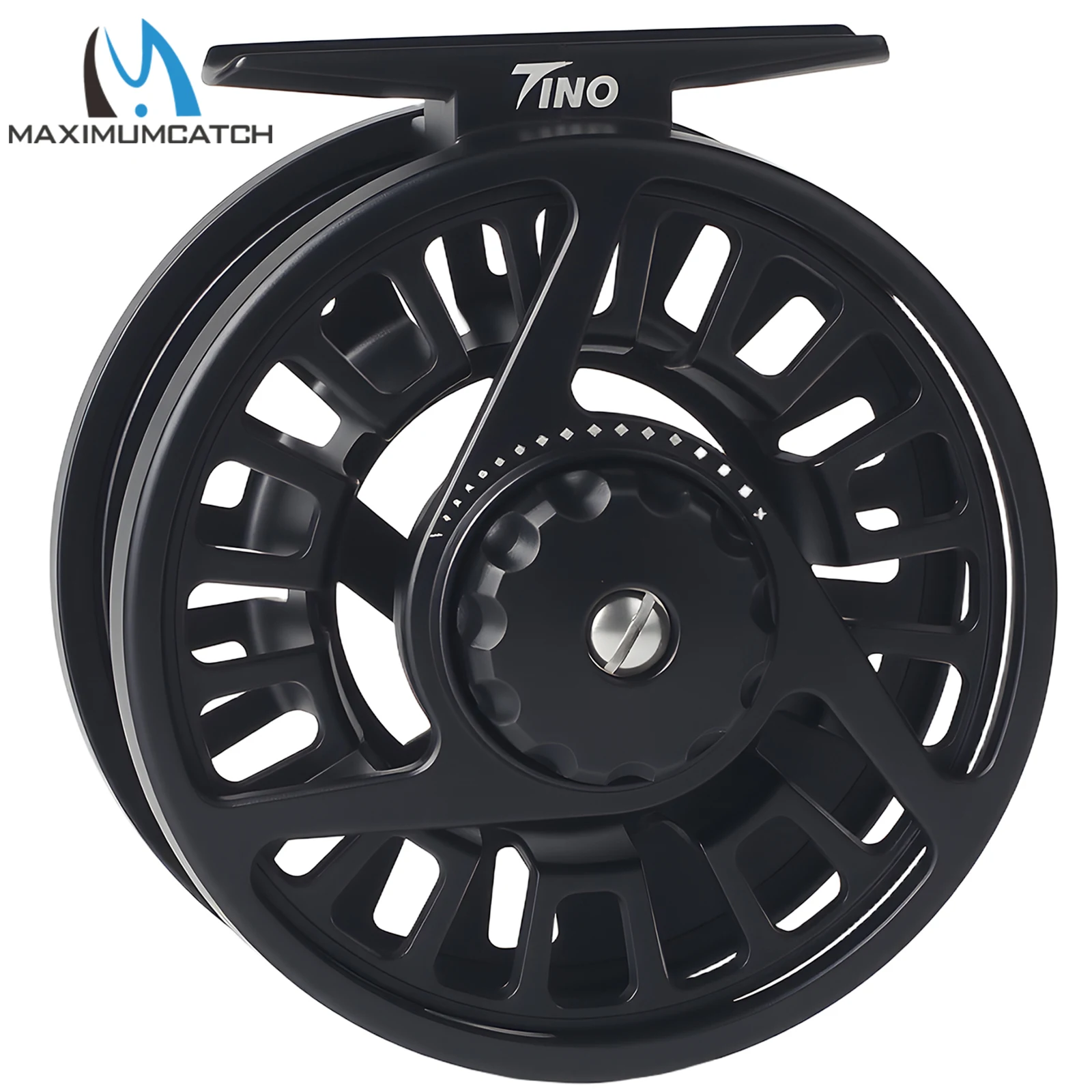 Carrete de pesca con mosca de aluminio fundido a presión Maximumcatch TINO 3-8WT negro, mano derecha izquierda recuperar carrete de mosca de árbol grande para agua dulce - imagen 2