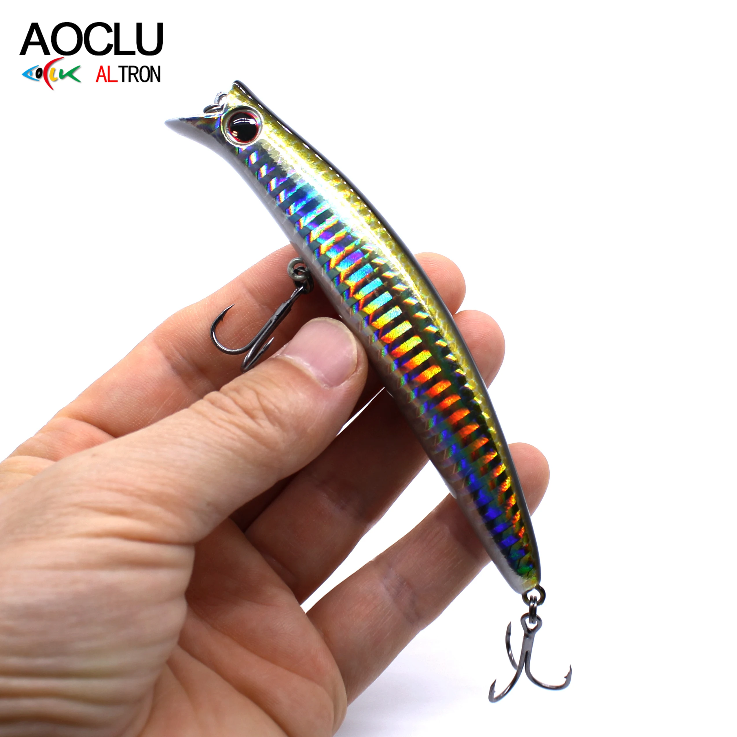 AOCLU flotante Wobbler 110mm 14,8g 90mm 13g sonajero cebo duro señuelo de pececillo híbrido para pesca de trucha de lubina de roca en la playa costera - imagen 5