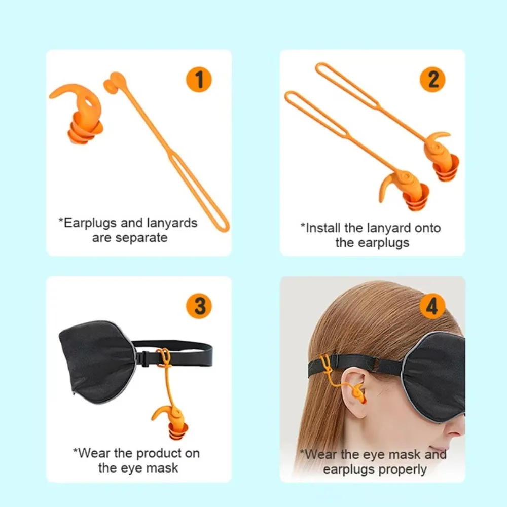 Tapones antiruido de silicona con cuerda – Impermeables para dormir