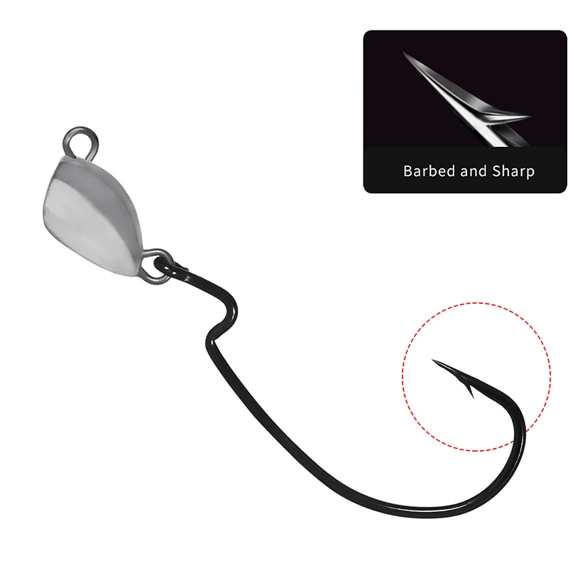 Anzuelo de pesca de acero con alto contenido de carbono, nuevo anzuelo con cabeza plomada, obstáculos cruzados, gusano Offset, señuelo, 5 piezas, 3,5g, 5g, 7g, 10g, 13,5g, 19g - imagen 2