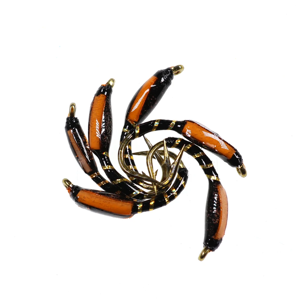 Bimoo 6 uds zumbador Ninfa mosca para trucha Bluegill Sunfish Whitefish Makerel pesca Sabiki señuelo cebo naranja rojo azul verde colores - imagen 4