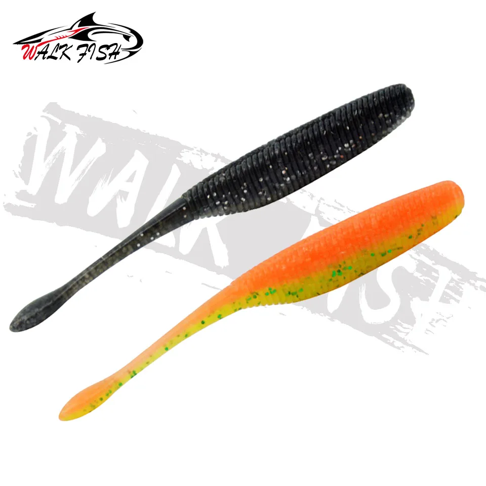 WALK FISH-señuelo de pesca con forma de gusano, 5 uds., cola recta con sal, 75mm/95mm/115mm, plástico perfecto, tiro de ensueño suave - imagen 3