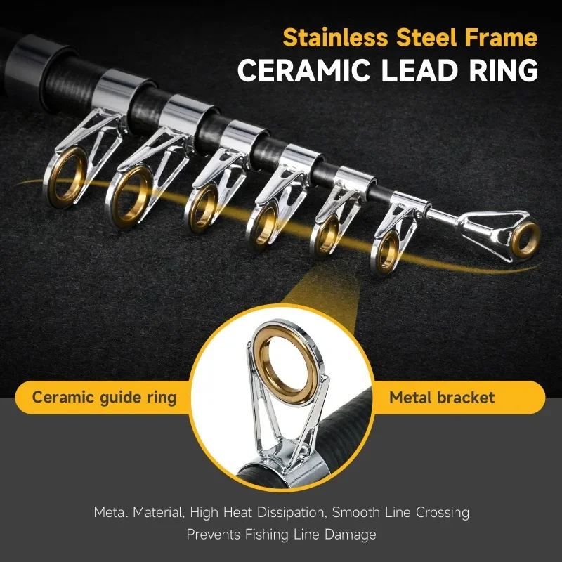 Caña de pescar telescópica, 1,6 M, 1,8 M, 2,1 M, caña giratoria de carbono, caña de pescar Baitcasting, mango de madera, aparejos de pesca de fundición, señuelo Ravel - imagen 2