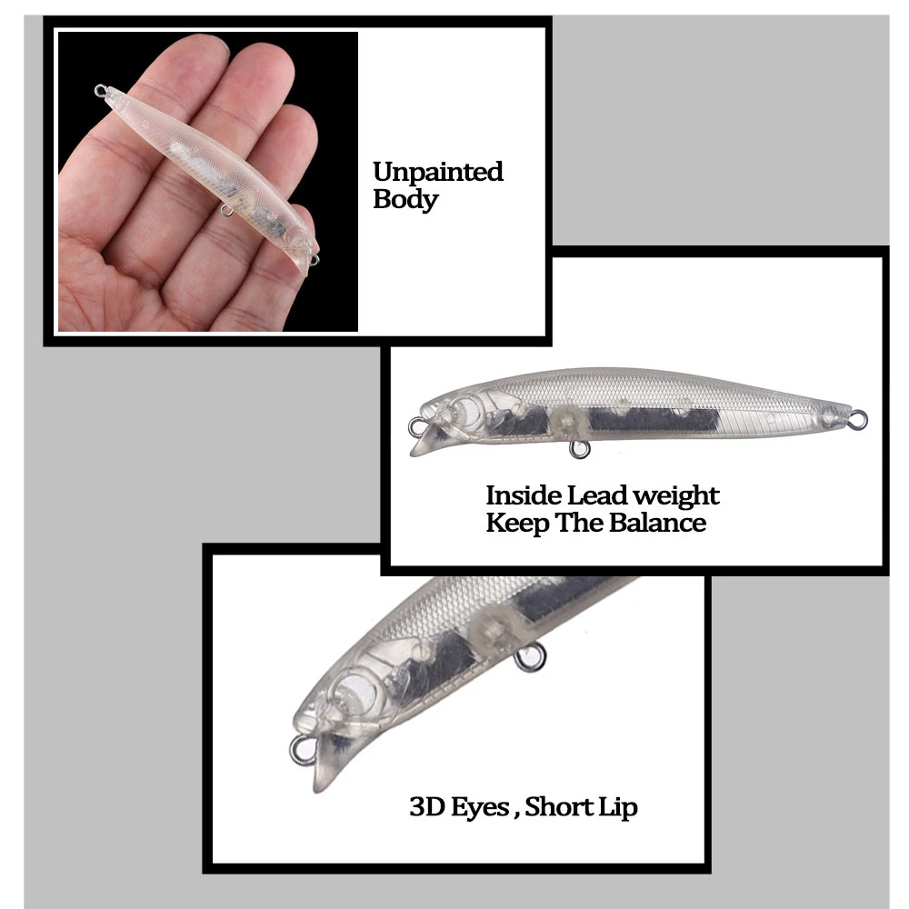 Chan’sHuang 20PCS Unpainted Blanks Bait 7.5cm 8.7g Sinking Silent Short Lip Wobblers Minnow DIY Artificial Fishing Lure - imagen 4