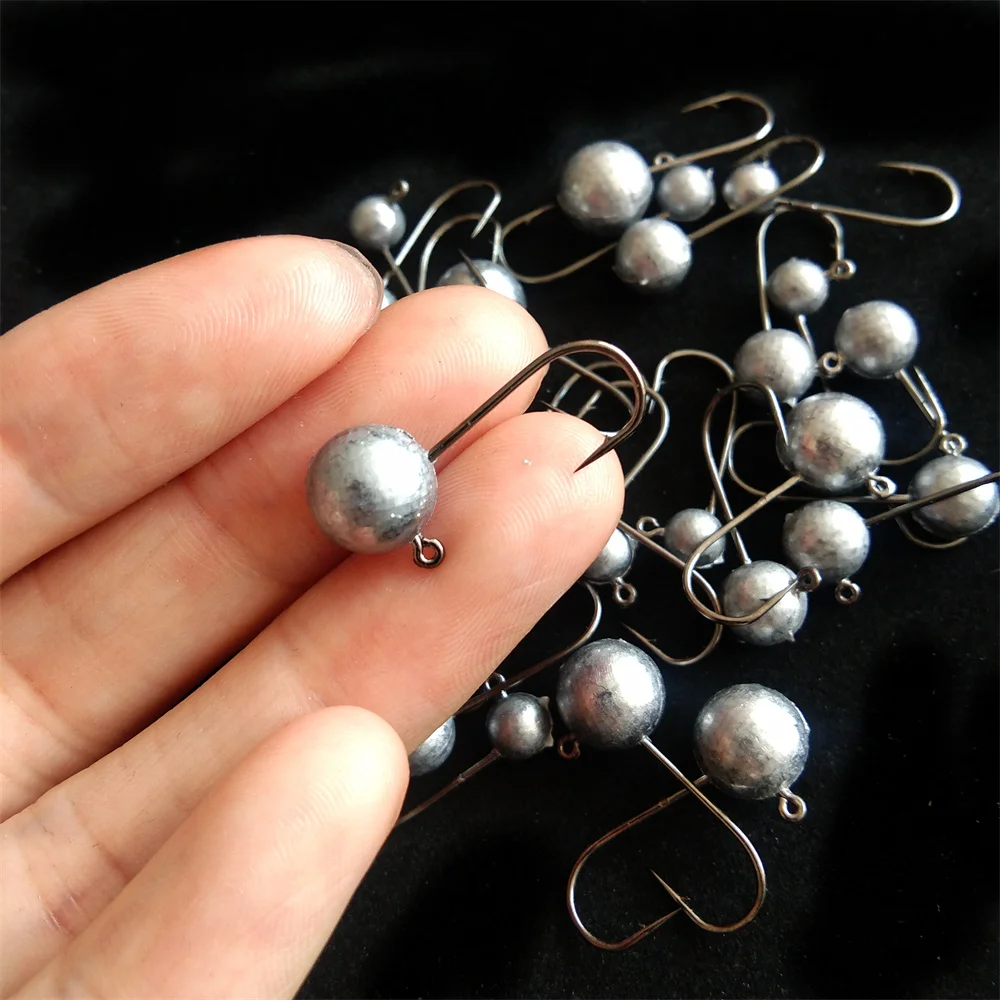 Swolfy-anzuelos de pesca AJING, señuelo suave de trucha, Rockfish, cebo, cabeza de plantilla, gusano, 20 piezas, 0,8g, 1,7g, 3,4g