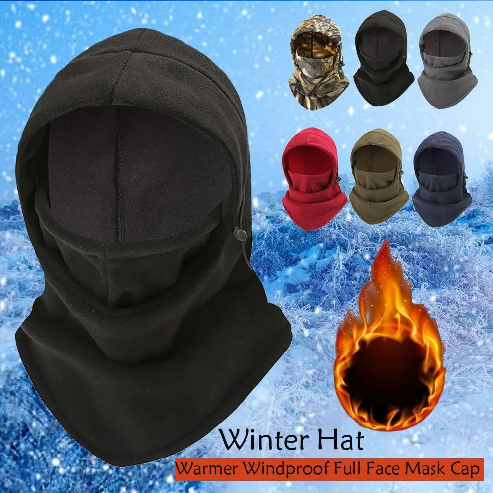 Pasamontañas de lana Polar a la moda, gorro de invierno con cuello más cálido a prueba de viento, gorros ajustables de cara completa para hombre, invierno - imagen 4