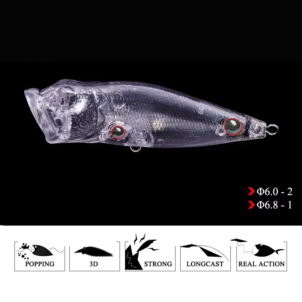 FTK Popper – Señuelo Topwater flotante con ojos 3D y anzuelo triple - imagen 4