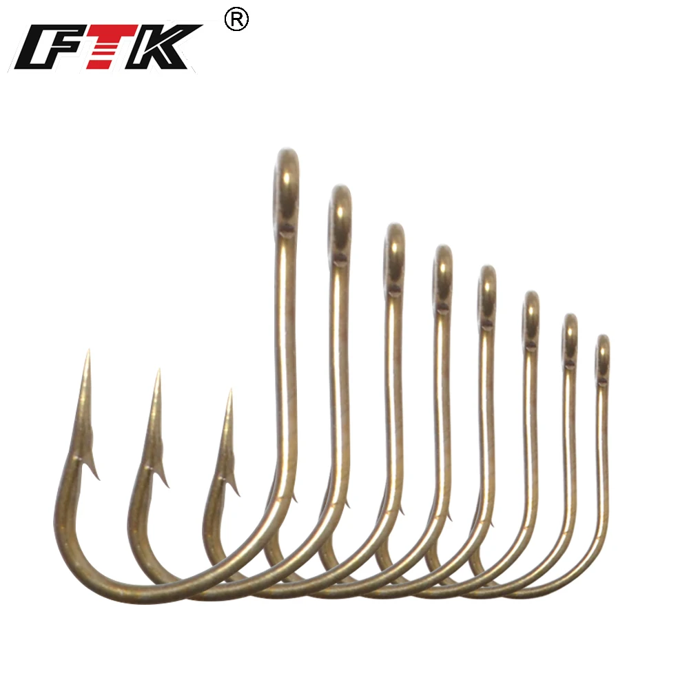 FTK 25-100PCS Anzuelos de pesca de acero rico en carbono con anillo 3/0 # -4 #   Anzuelos de púas Accesorios de pesca de carpa - imagen 2