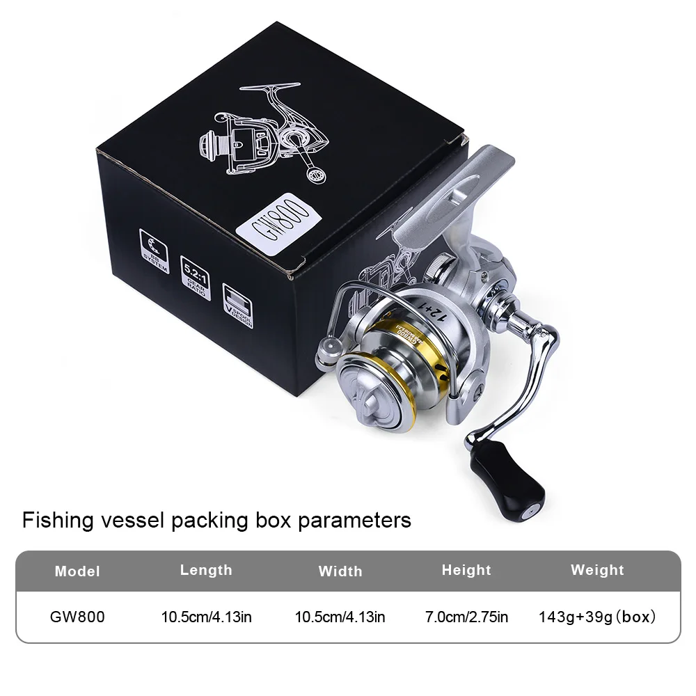 Carrete de pesca ultraligero 5,2: 1 GW800 arrastre máximo 8KG carretes giratorios carrete de Metal carrete de pesca de arrastre 12 + 1BB accesorios de pesca - imagen 5