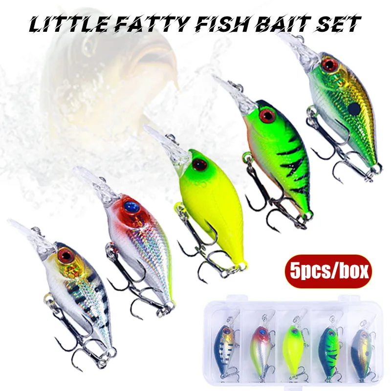 5 unids/lote Kit de cebo de pesca 4,3g/5,3 cm cebo curvo de plástico Señuelos de Pesca Wobbler cebo curvo oscilante suministros de pesca nuevo