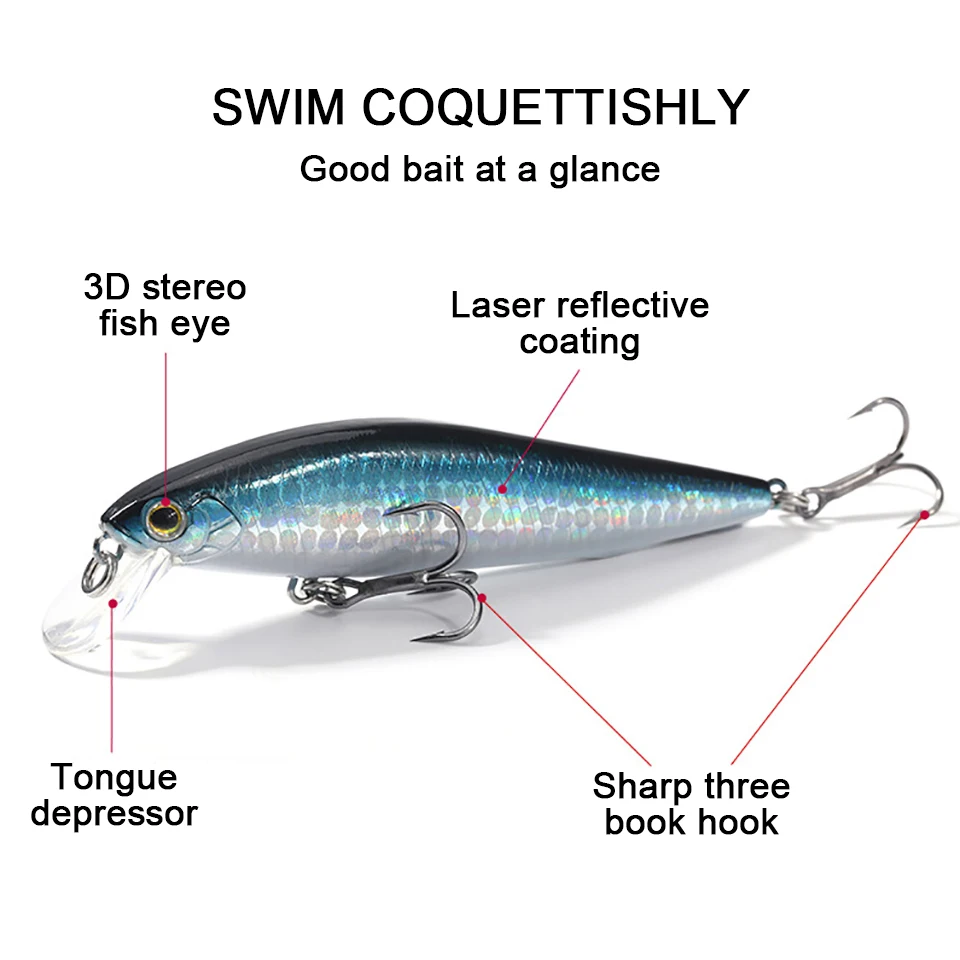 WALK FISH-señuelo de pesca de pececillo que se hunde, 5G/7G/10G/14G, ojos artificiales 3D, Wobblers, Crankbaits, cebos duros lentos para trucha y lubina, 1 Uds. - imagen 2