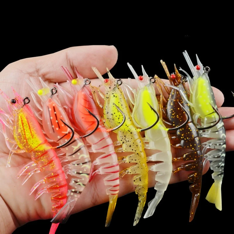 5 unids/caja 10,5 cm 12g 1 Uds 7 colores Artificial PVC camarón señuelo de pesca suave cebo luminoso para actividades de pesca herramienta de pesca - imagen 3