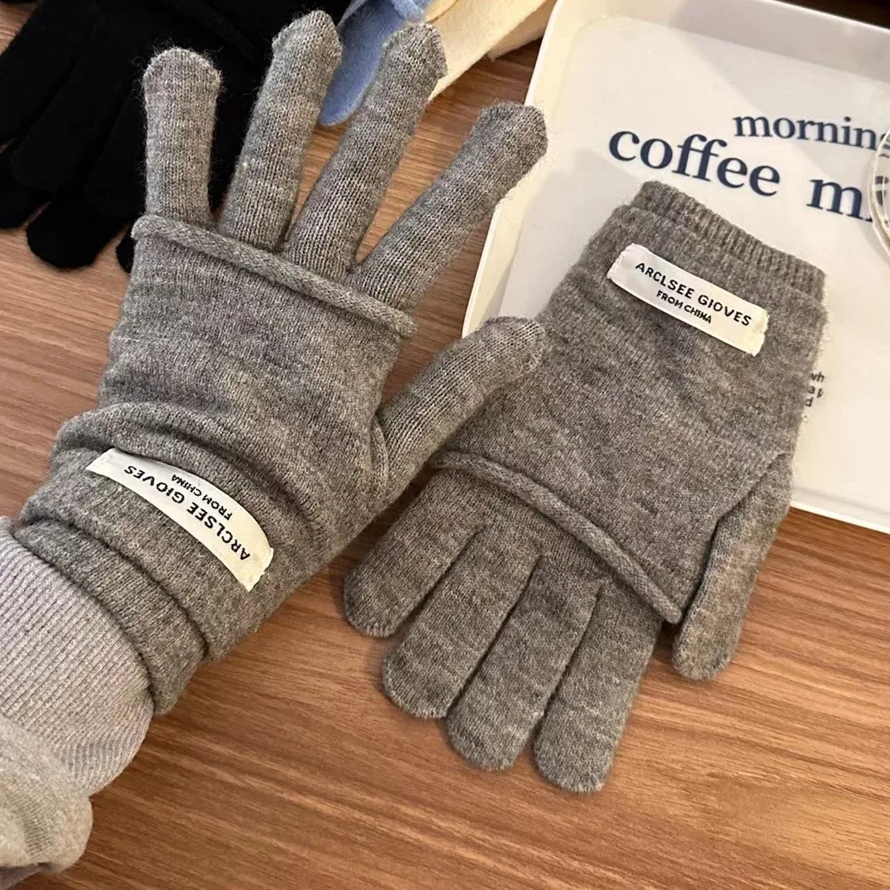 Preciosos guantes coreanos para mujer Y2k, chaleco tejido desmontable, guantes de Color sólido a prueba de viento, guantes sin dedos para montar - imagen 4
