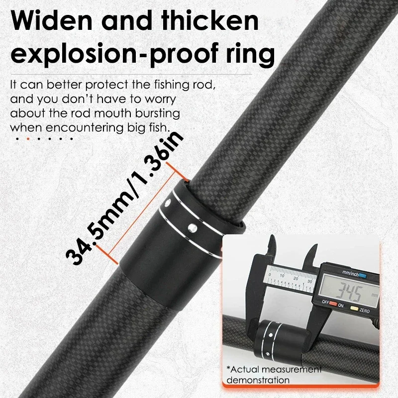 VZ-caña de pescar de arrastre potente, caña de pescar telescópica de carbono de 2,1-4,2 m, guía de línea de polea, adecuada para buscador de peces, 21KG - imagen 4