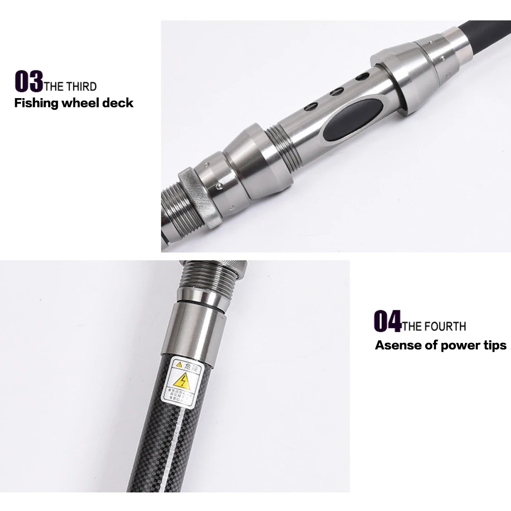 SIECHI-caña giratoria telescópica para Surf, caña de pescar de fundición a tierra de carbono, potencia de 8-28g, 30T, 1,5/1,8/2,1/2,4/2,7 m - imagen 5