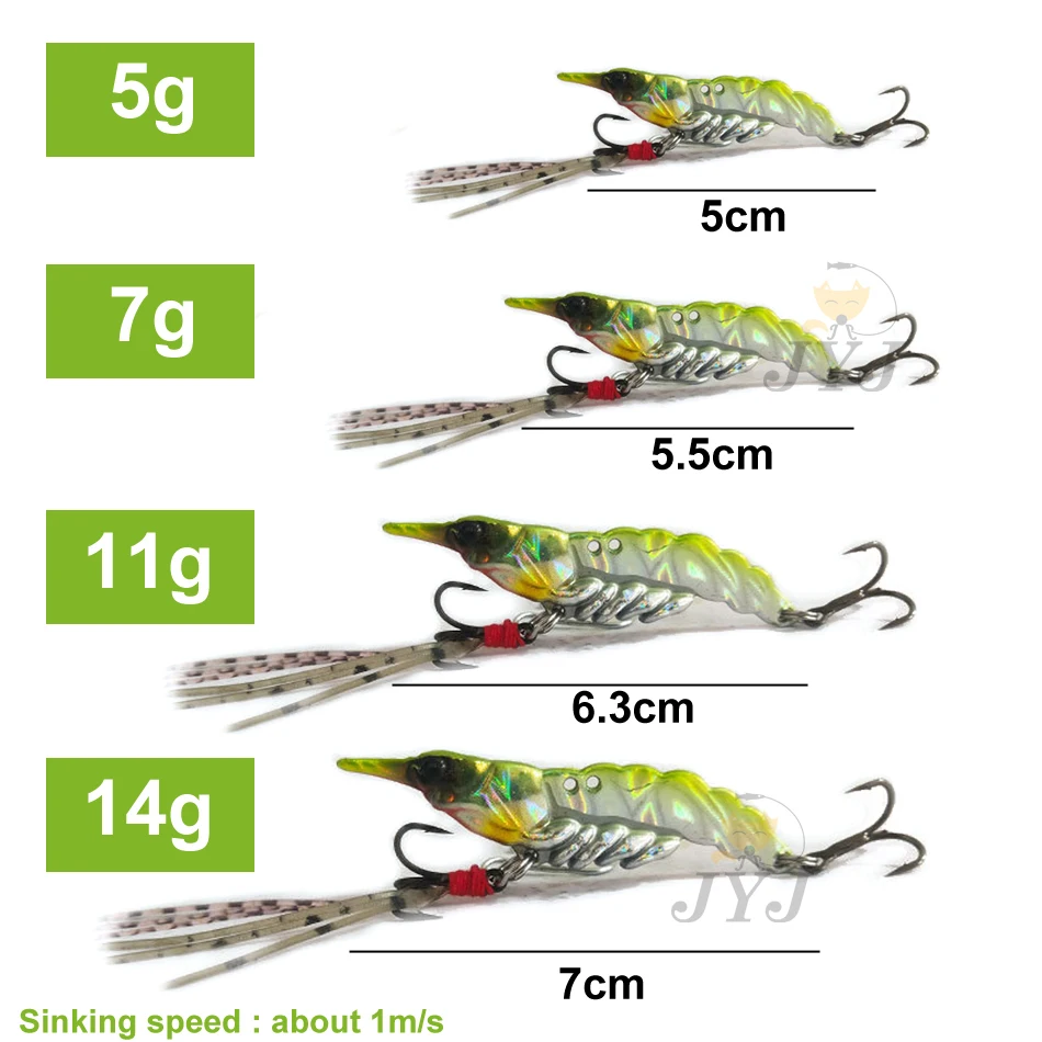 Señuelos tipo camarón de tiro largo, ganchos Wobbler de hundimiento VIB de Metal para Lucio, Walleye Bass con accesorios, 5g/7g/11g/14g, 1 ud. - imagen 3