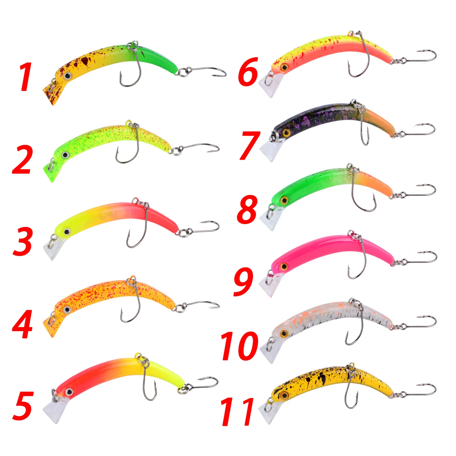 1 Uds Mini Wobblers de pececillo de hundimiento lento anzuelos triangulares peces Popper aparejos de lubina Señuelos de pesca Crankbait cebo de plástico duro - imagen 3