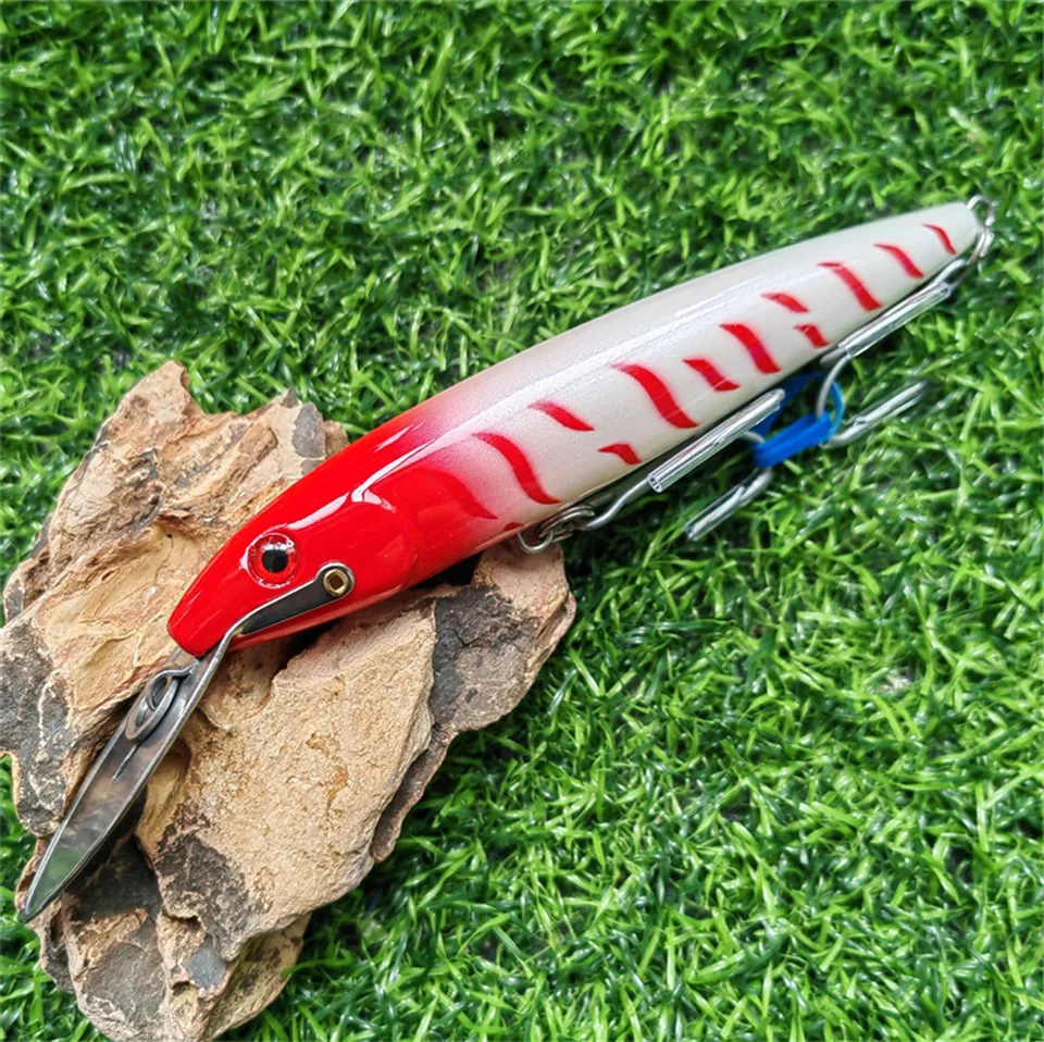 Señuelos de Pesca de pececillos, cebos artificiales flotantes de 130mm y 32,5g, 0-5m, con labio de acero, para pesca de atún en el mar - imagen 4