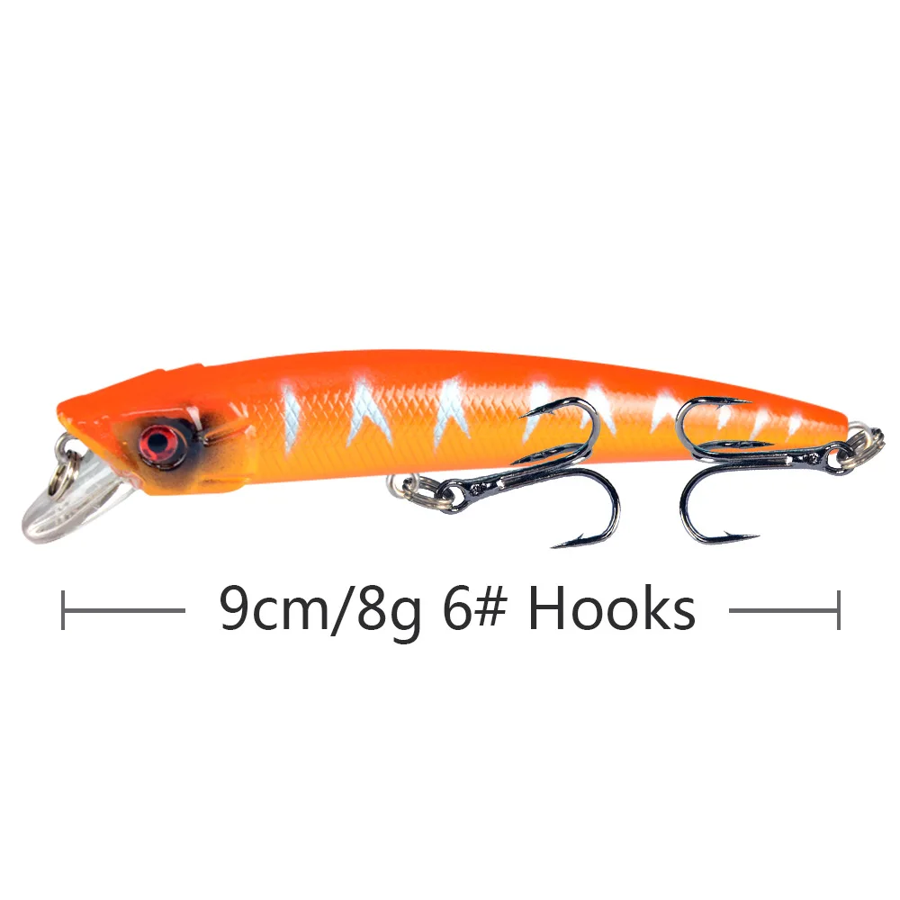 Señuelos de Pesca de pececillos flotantes Topwater, cebos artificiales de 90mm/8g, Wobblers de natación para Spinners Jig, cebo duro, novedad de 2022, 1 piezas - imagen 4