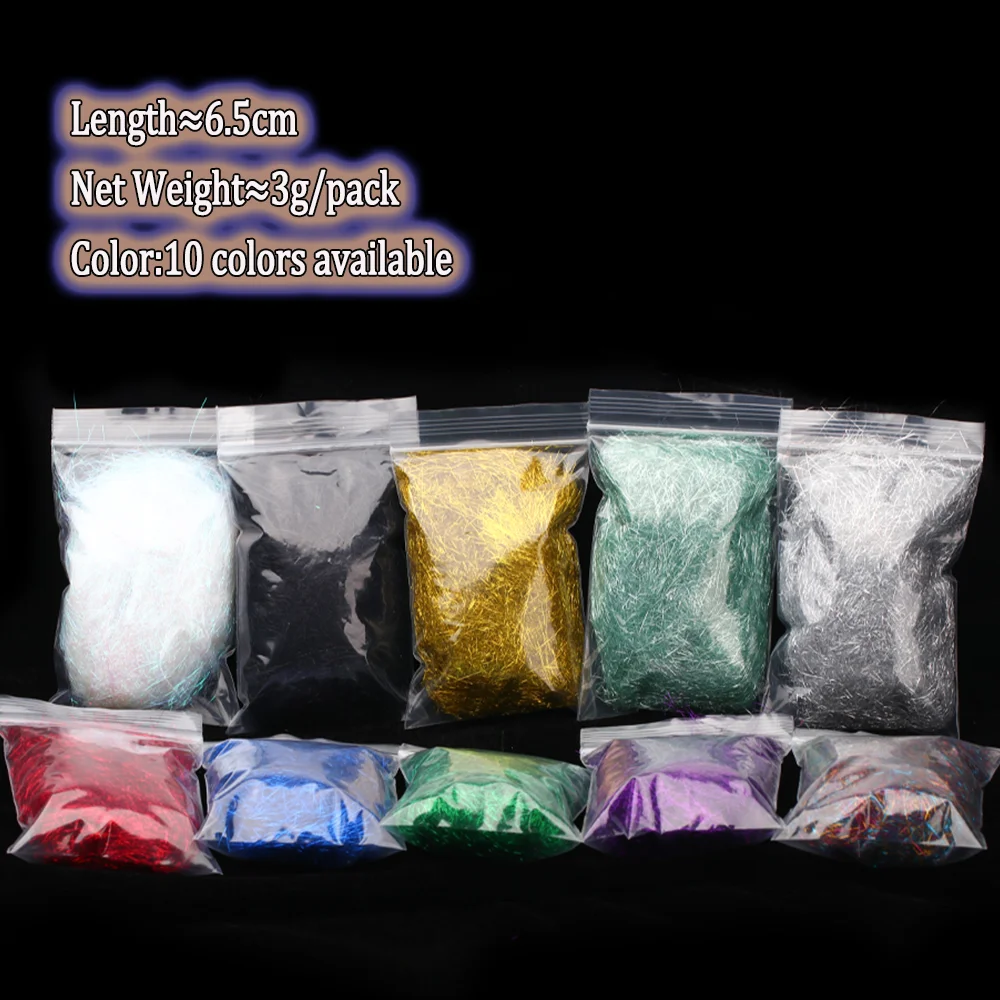 2 paquetes de 6,5 cm de doblebado de hielo de fibra sintética Flash ala de hielo Material de atado de moscas para camarones Baitfish Streamer Minnow moscas señuelos de trucha - imagen 3