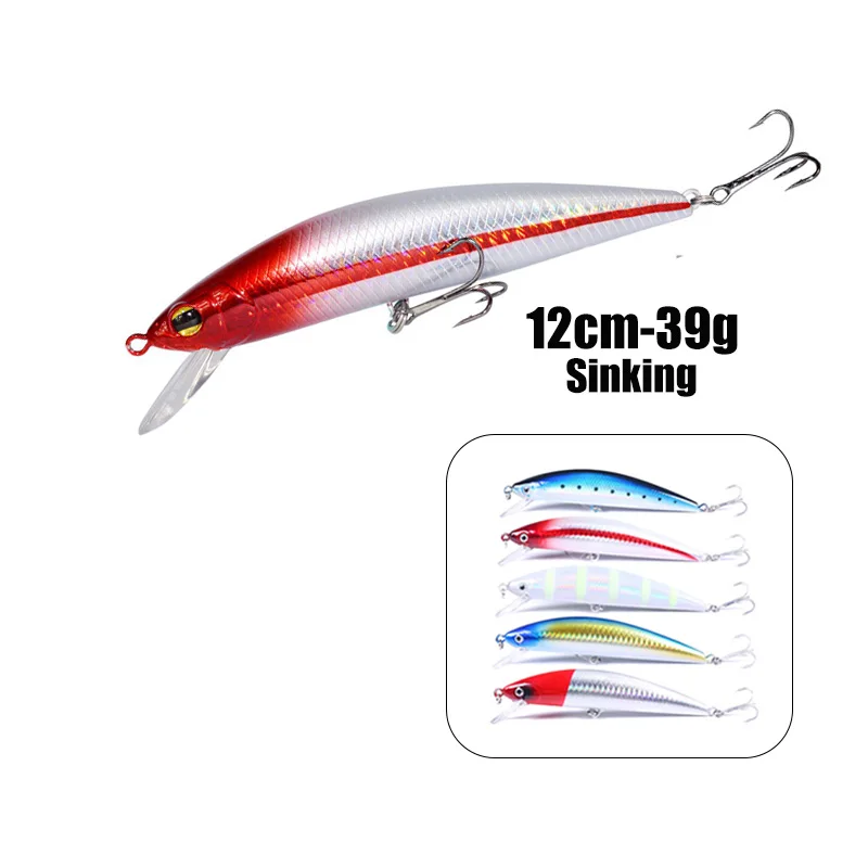 Señuelo de Pesca de pececillos de hundimiento grande, 12cm-39g, Wobbler Crankbait Isca, cebo duro Artificial, aparejos de Pesca de carpa - imagen 3