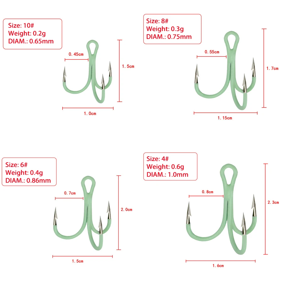 Juego de anzuelos triples luminosos para pesca nocturna, equipo de pesca de agua salada, 40 piezas - imagen 4