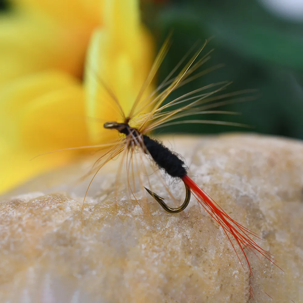 MNFT-10 piezas, 12 #, barba marrón, Mosca de cola roja, pesca húmeda, cebo de trucha - imagen 4