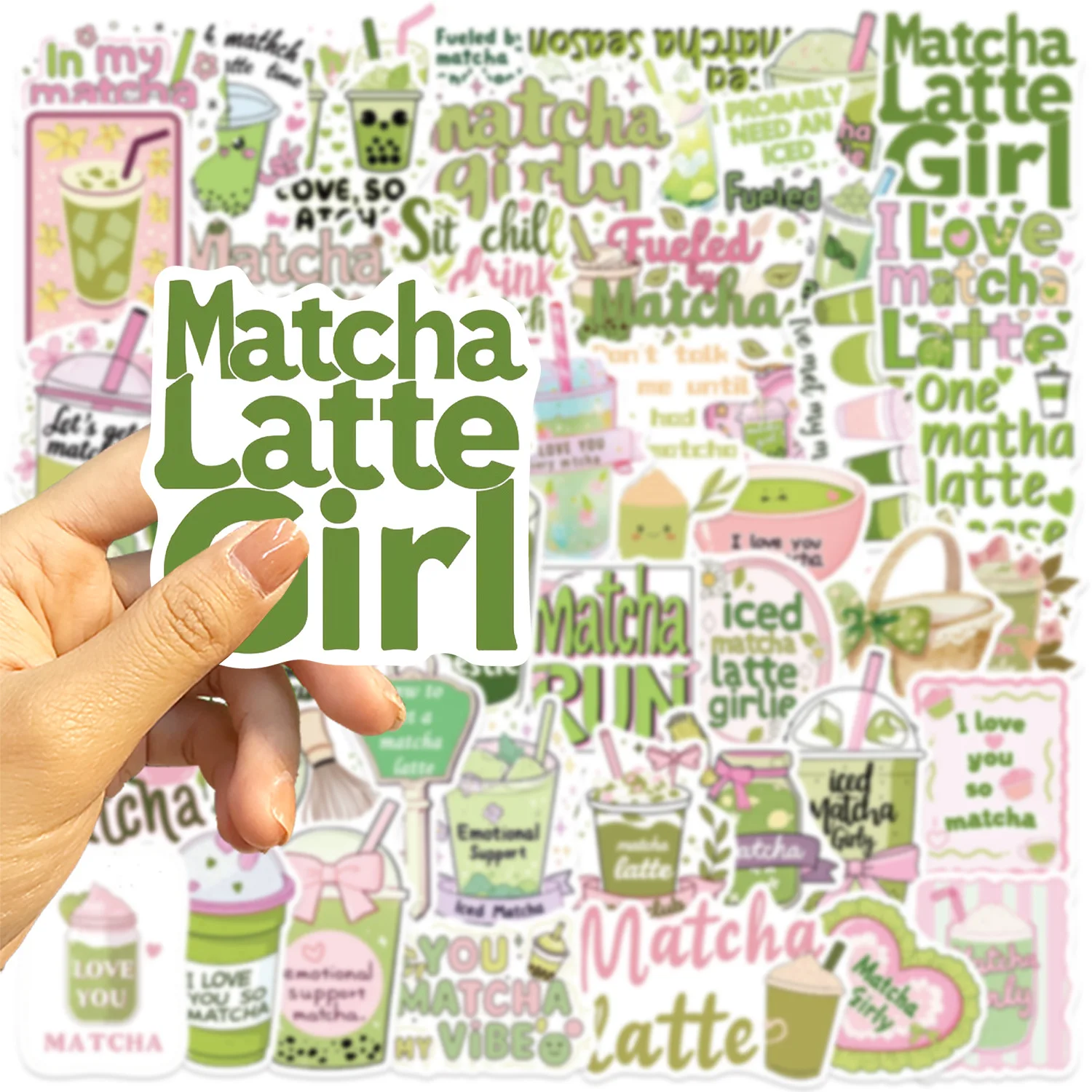 Pegatinas Matcha Latte aesthetic – Impermeables para móvil y maleta