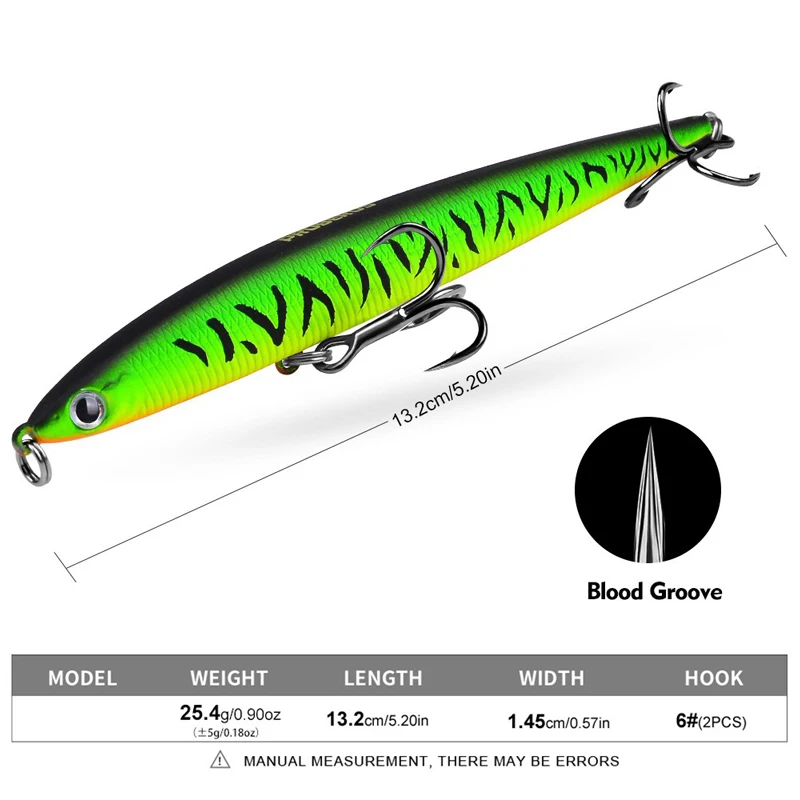 Señuelos de pesca de 13,2 cm, 25,4g, pececillo que se hunde, Crankbait, aparejos de pesca de lubina, anzuelo triple, cebo duro de pesca Artificial, 1 ud. - imagen 3