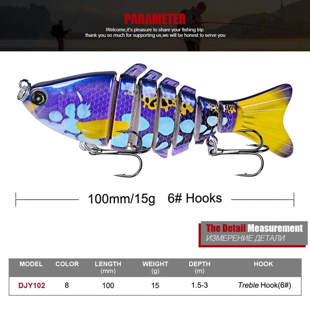 Señuelos de Pesca que se hunden Swimbait, cebo duro Artificial, accesorios de pesca, Lucio, lubina, DJY102, 10cm, 15g - imagen 3