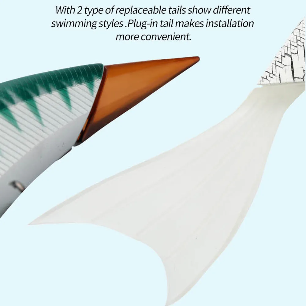 JOHNCOO-cebos de pesca articulados de 190mm, cebos flotantes con vibración, 2 segmentos, cebo gigante grande, 50g, cola de pez blanda, cebos duros Wobblers - imagen 3