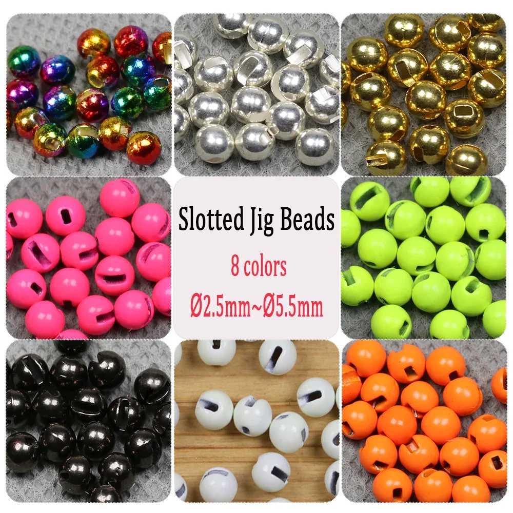 Wifreo, 20 piezas, cuentas de buty pesadas ranuradas, cabeza de cuentas de 2,5mm-5,5mm, Material de atado de moscas para plantilla, ninfa, trucha, accesorios de señuelo de pesca con mosca - imagen 3