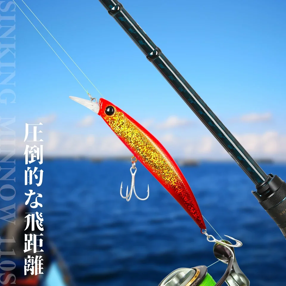 TSURINOYA-señuelo de pesca de fundición larga, nuevo COLOR, Minnow 110S DW77, 110mm, 22g, trucha grande, lubina, cebo duro para pesca en el mar - imagen 5