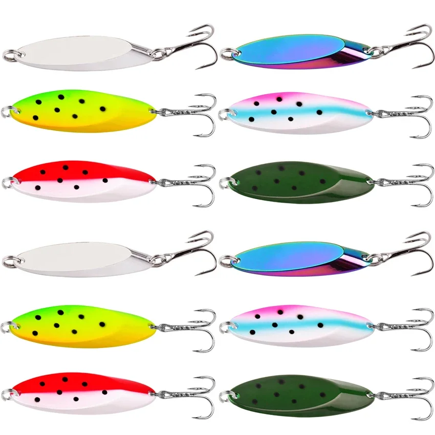 Señuelo de Pesca con forma de cuchara, cebo de Metal de 1,5g-21g, para anzuelo de trucha, 12 unidades por lote - imagen 5
