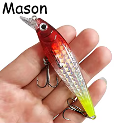 1 Uds. Señuelo de Pesca láser 9cm/9g Minnow Crankbait Wobblers ojos 3D perca cebo Artificial Lucio carpa cebo de natación Pesca