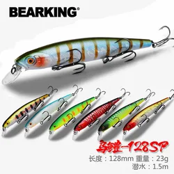 M128 BEARKING acción perfecta 19 colores para Señuelos de Pesca artificiales cebo 128mm 23g suspensión Minnow Wobblers Crankbait