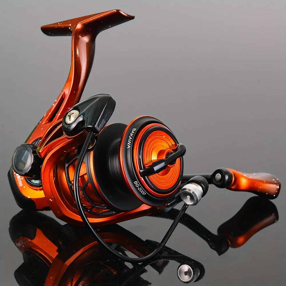 Carrete de pesca giratorio BAKAWA serie 1000/2000/3000 línea de Metal 5,2: 1 engranaje de agua salada para equipo de pesca de carrete de pesca de carpa