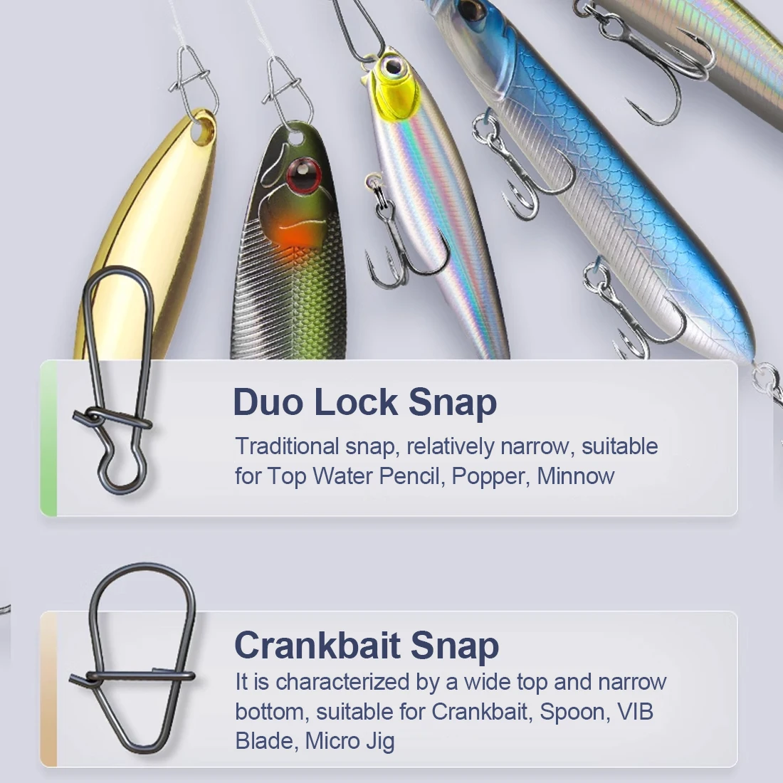 FishTrip conector a presión de pesca, mosquetón de pesca de acero inoxidable, bloqueo Duo, cambio rápido, aparejos de Terminal a presión - imagen 5