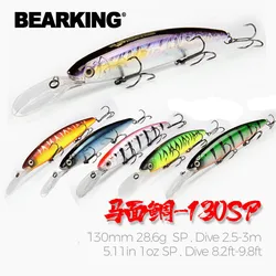 Señuelo de pesca M132 BEARKING, cebo Artificial duro láser, ojos 3D, 13cm, 28,6g, Wobblers de pesca, buceo, 2,5 m-3m, Crankbait
