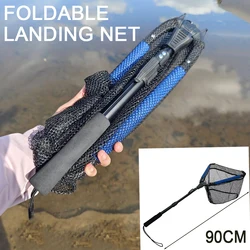 Red de pesca con mosca, red de aterrizaje de pesca plegable portátil, mango telescópico de mano, diseño flotante, red de cuchara de 0,9 M para toda el agua